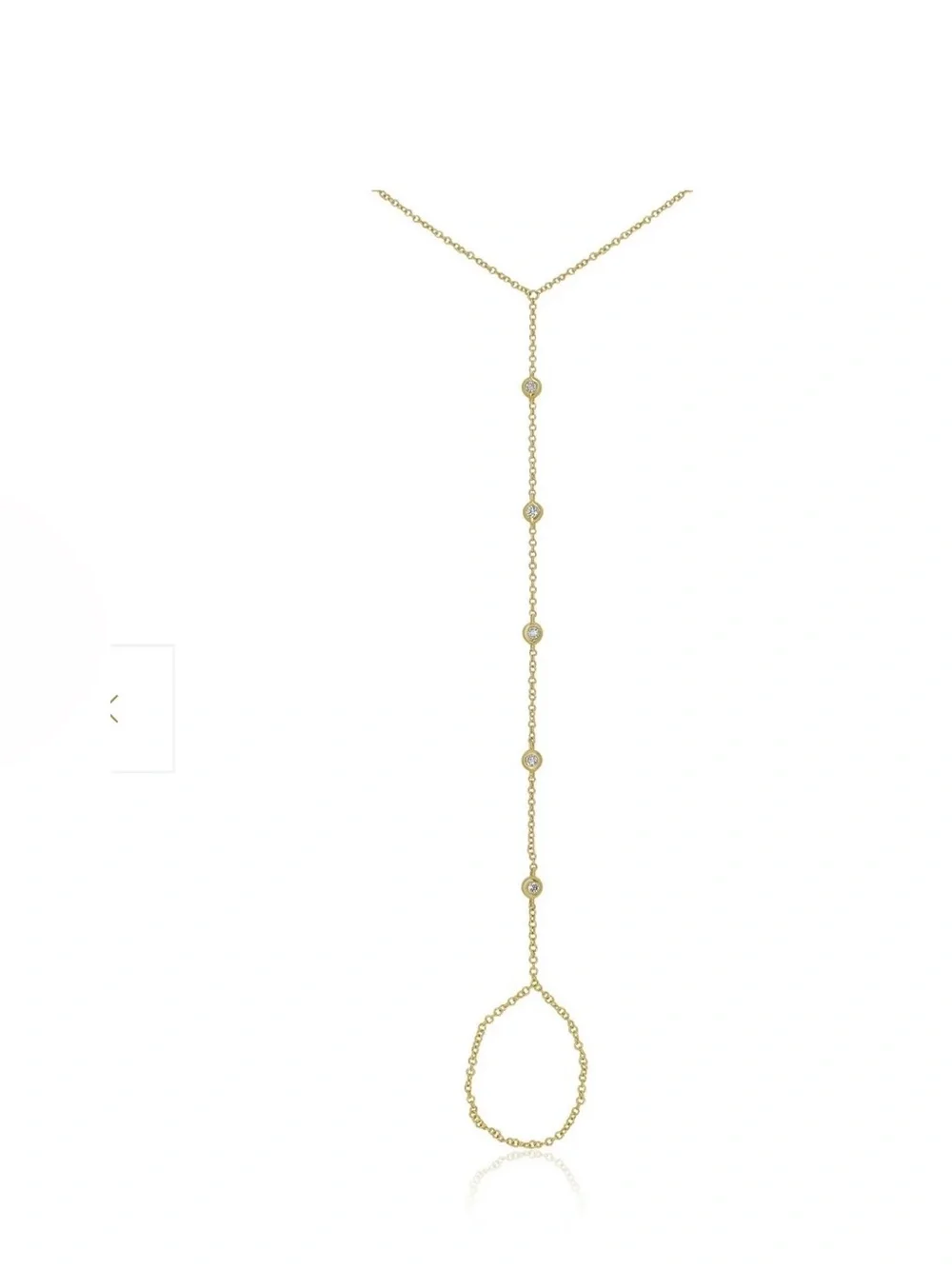 14K Gold Five Round Bezel Diamond Hand Chain - Picture 3 of 7